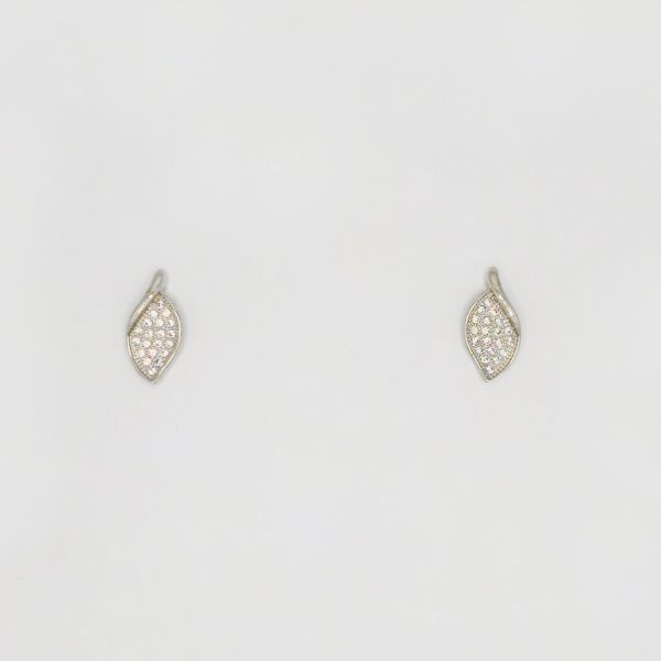 БИЖУТЕРИЯ - ОБЕЦИ - ВИНТ - ЦИРКОН - ЛИСТО Е259 - 0.8х1.6см НИКЕЛ - ПАКЕТ 6 чифта