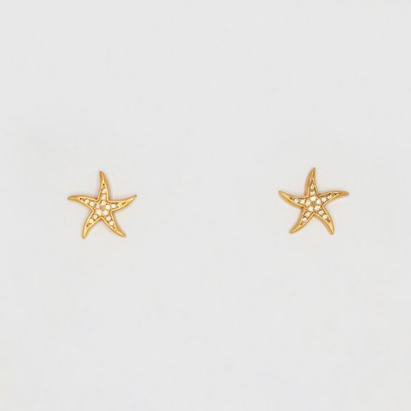 БИЖУТЕРИЯ - ОБЕЦИ - ВИНТ - ЦИРКОН - МОРСКА ЗВЕЗДА Е222 - 1.6х1.6см ЗЛАТИСТО РОЗОВО - ПАКЕТ 6 чифта