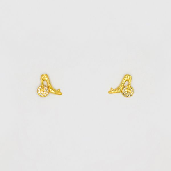 БИЖУТЕРИЯ - ОБЕЦИ - ВИНТ - ЦИРКОН - ОБУВКА Е192 - 1.4х1.8см ЗЛАТИСТО - ПАКЕТ 6 чифта