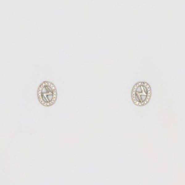 БИЖУТЕРИЯ - ОБЕЦИ - ВИНТ - ЦИРКОН - ОВАЛ Е253 - 1.0х1.3см НИКЕЛ - 1 чифт