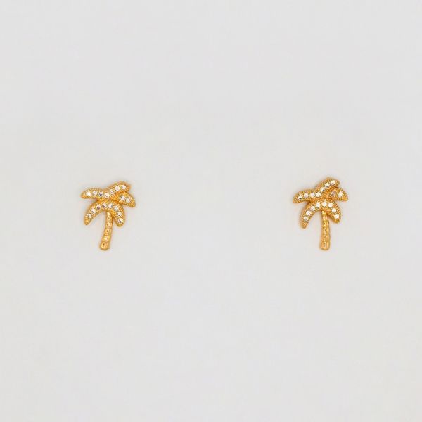 БИЖУТЕРИЯ - ОБЕЦИ - ВИНТ - ЦИРКОН - ПАЛМА Е219 - 1.2х1.6см ЗЛАТИСТО РОЗОВО - 1 чифт