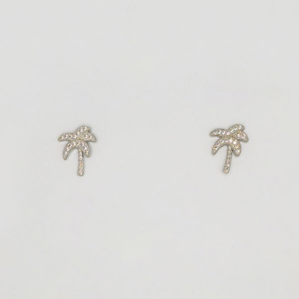БИЖУТЕРИЯ - ОБЕЦИ - ВИНТ - ЦИРКОН - ПАЛМА Е219 - 1.2х1.6см НИКЕЛ - ПАКЕТ 6 чифта