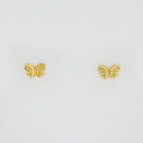 БИЖУТЕРИЯ - ОБЕЦИ - ВИНТ - ЦИРКОН - ПЕПЕРУДА Е195 - 1.5х0.9см ЗЛАТИСТО - ПАКЕТ 6 чифта