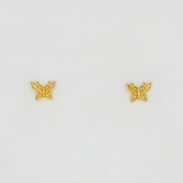 БИЖУТЕРИЯ - ОБЕЦИ - ВИНТ - ЦИРКОН - ПЕПЕРУДА Е196 - 1.5х1.0см ЗЛАТИСТО - 1 чифт