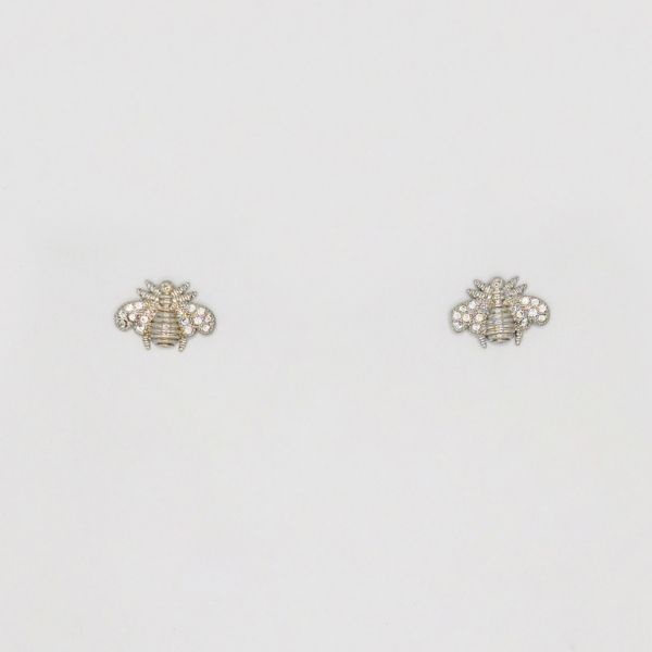 БИЖУТЕРИЯ - ОБЕЦИ - ВИНТ - ЦИРКОН - ПЧЕЛА Е241 - 1.5х1.0см НИКЕЛ - ПАКЕТ 6 чифта