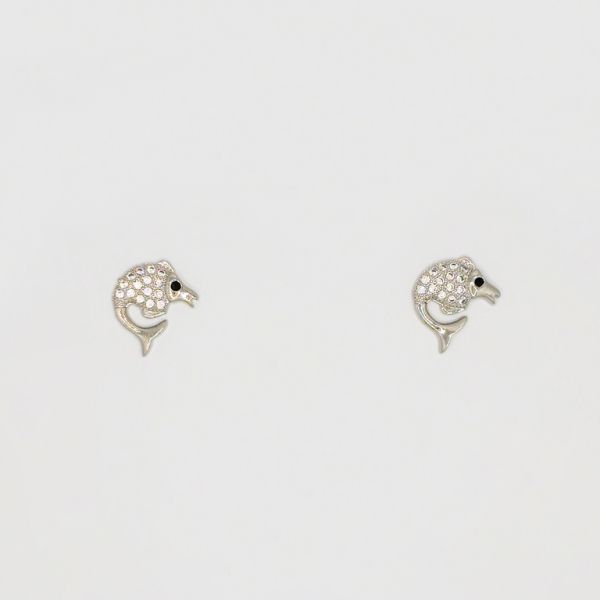 БИЖУТЕРИЯ - ОБЕЦИ - ВИНТ - ЦИРКОН - РИБА Е248 - 1.3х1.5см НИКЕЛ - 1 чифт