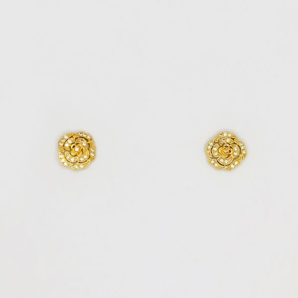 БИЖУТЕРИЯ - ОБЕЦИ - ВИНТ - ЦИРКОН - РОЗА Е182 - 1.3х1.3см ЗЛАТИСТО - ПАКЕТ 6 чифта