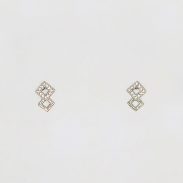 БИЖУТЕРИЯ - ОБЕЦИ - ВИНТ - ЦИРКОН - РОМБОИДИ Е263 - 1.0х1.5см НИКЕЛ - 1 чифт