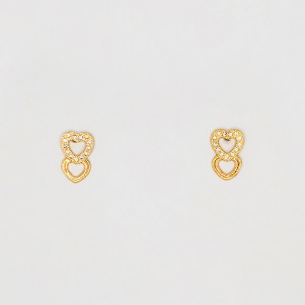 БИЖУТЕРИЯ - ОБЕЦИ - ВИНТ - ЦИРКОН - СЪРЦА Е213 - 1.1х1.6см ЗЛАТИСТО РОЗОВО - 1 чифт