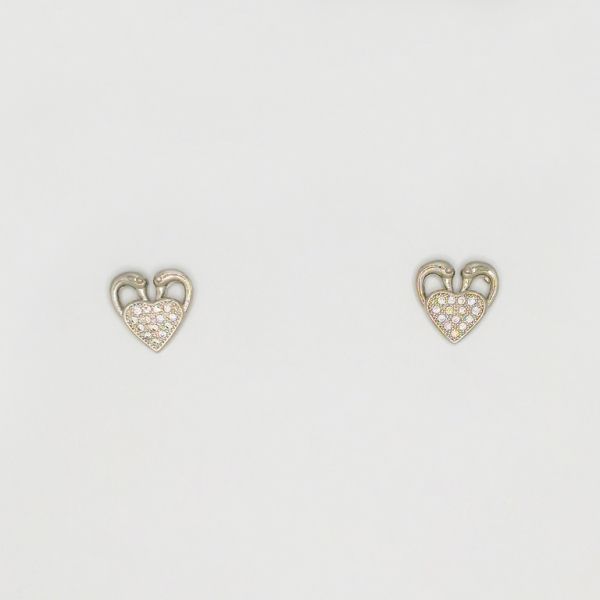 БИЖУТЕРИЯ - ОБЕЦИ - ВИНТ - ЦИРКОН - СЪРЦЕ Е214 - 1.2х1.4см НИКЕЛ - 1 чифт