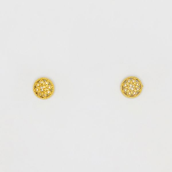 JEWELRY - EARRINGS - SCREW - ZIRCON - FLOWER Е183 - 1.2x1.2cm GOLD - 1 pair
