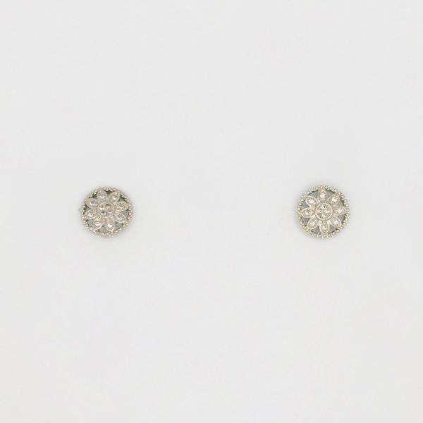 БИЖУТЕРИЯ - ОБЕЦИ - ВИНТ - ЦИРКОН - ЦВЕТЕ Е183 - 1.2х1.2см НИКЕЛ - ПАКЕТ 6 чифта