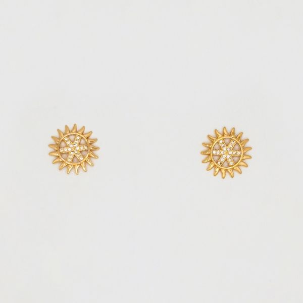 JEWELRY - EARRINGS - SCREW - ZIRCON - FLOWER Е228 - 1.6x1.6cm ROSE GOLD - 1 pair
