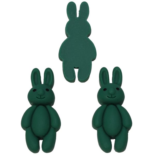 PLASTIC BEADS - RESIN 3D - FOR GLUING - RABBIT 05 - 19x40x10mm GREEN - PACKAGE 25pcs.