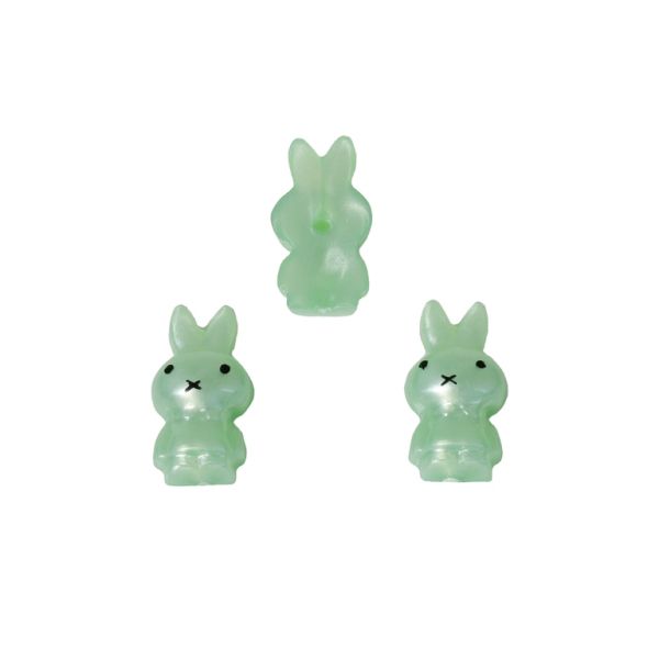 PLASTIC BEADS FOR GLUING - FIGURINES - BUNNY 01 - 19x10mm GREEN (LIGHT) AND BLACK - PACKAGE 200g (438pcs.)