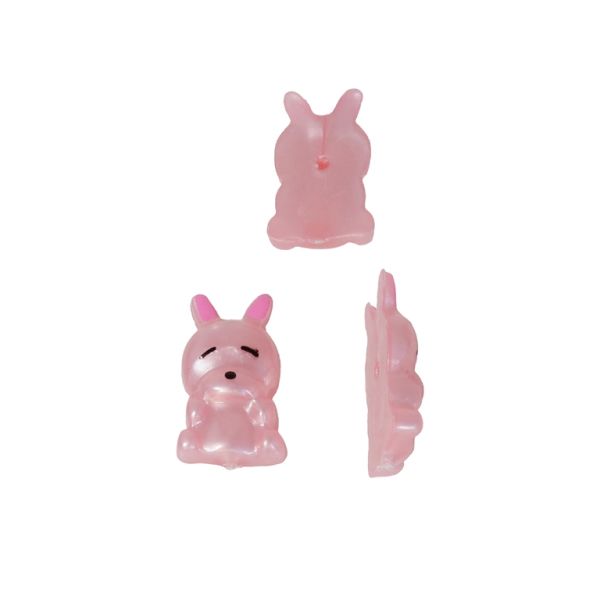 PLASTIC BEADS FOR GLUING - FIGURINES - BUNNY 02 - 20x12mm PINK (LIGHT) AND PINK - PACKAGE 200g (353pcs.)