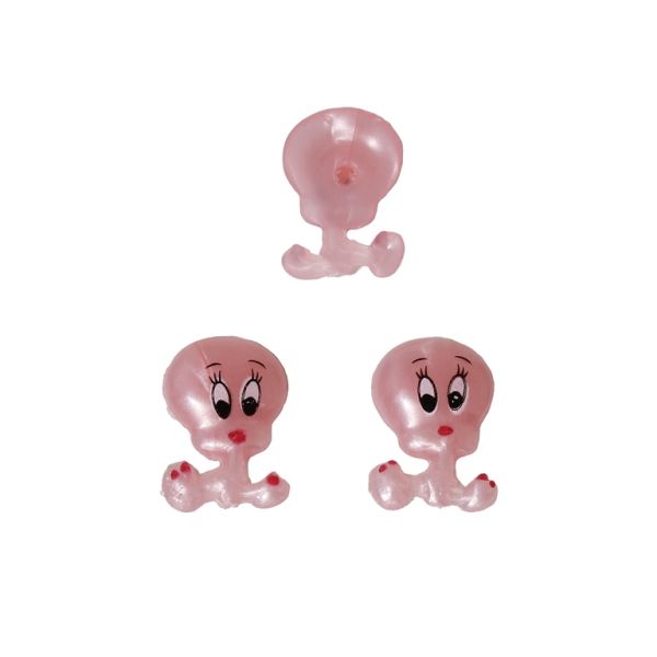 PLASTIC BEADS FOR GLUING - FIGURINES - TWEETY 02 - 17x12mm PINK (LIGHT) AND WHITE - PACKAGE 200g (700pcs.)