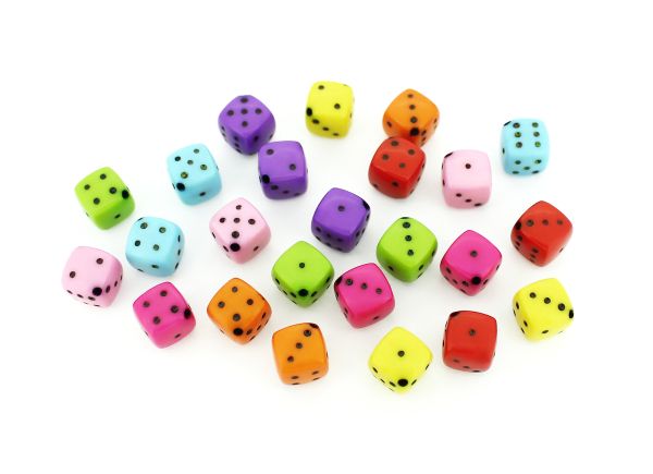 ACRYLIC BEADS - DICE - 11x6x8mm MIX- 500g Hole-1.5mm (900pcs.)