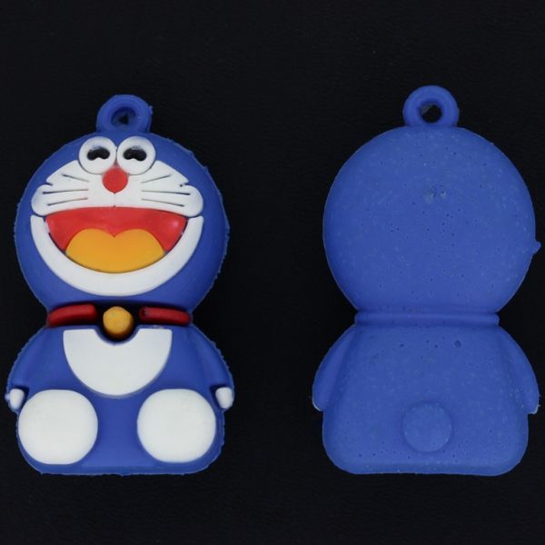 PLASTIC BEADS - SILICONE 3D - PENDANT - DORAEMON 01 - 24x40x20mm BLUE-WHITE-ORANGE - PACKAGE 10pcs. Hole-2.0mm