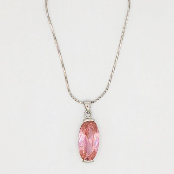 БИЖУТЕРИЯ - КОЛИЕ - МЕСИНГ И ЦИРКОН - ВИСУЛКА К077-03 - 1.0х3.0см НИКЕЛ-РОЗОВО - ПАКЕТ 6 бр.