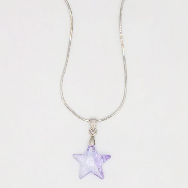 БИЖУТЕРИЯ - КОЛИЕ - МЕСИНГ И ЦИРКОН - ЗВЕЗДА К065-03 - 2.0х2.8см НИКЕЛ-ЛИЛАВО - ПАКЕТ 6 бр.