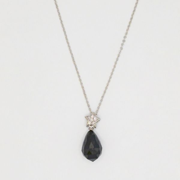 JEWELRY - NECKLACE - STAINLESS STEEL AND ZIRCON - DROP К075-08 - 1.0x2.4cm NICKEL-BLACK - PACKAGE 6pcs.