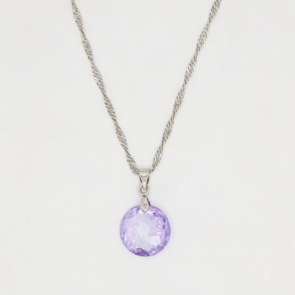 JEWELRY - NECKLACE - STAINLESS STEEL AND ZIRCON - CIRCLE К064-01 - 1.5x2.5cm NICKEL-PURPLE - PACKAGE 6pcs.