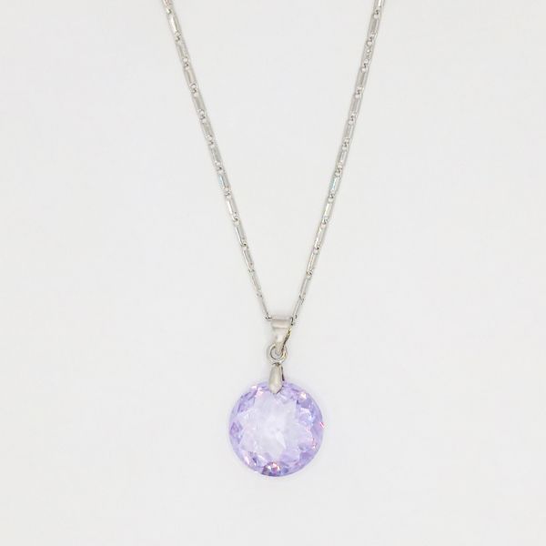 JEWELRY - NECKLACE - STAINLESS STEEL AND ZIRCON - CIRCLE К064-02 - 1.5x2.5cm NICKEL-PURPLE - PACKAGE 6pcs.