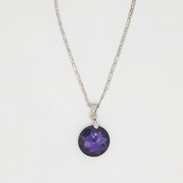 JEWELRY - NECKLACE - STAINLESS STEEL AND ZIRCON - CIRCLE К064-02 - 1.5x2.5cm NICKEL-PURPLE (DARK) - PACKAGE 6pcs.