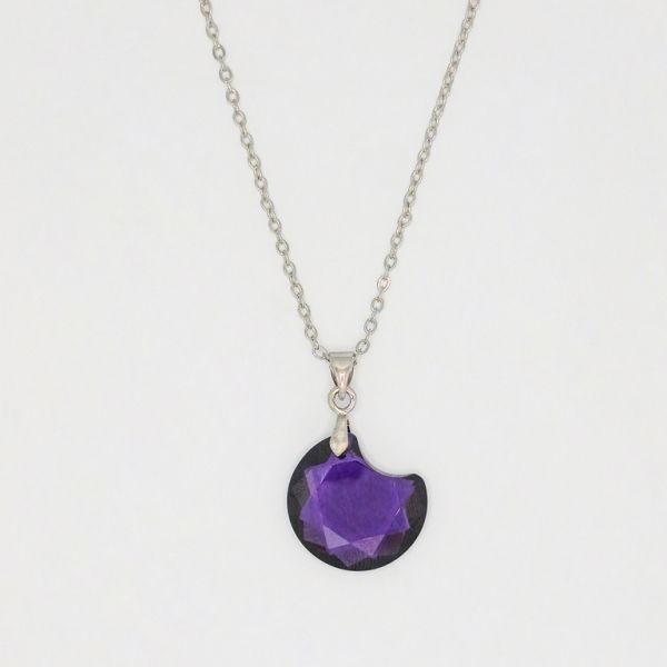 JEWELRY - NECKLACE - STAINLESS STEEL AND ZIRCON - MOON К066-05 - 2.0x3.0cm NICKEL-PURPLE (DARK) - PACKAGE 6pcs.