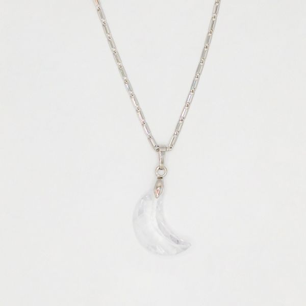 JEWELRY - NECKLACE - STAINLESS STEEL AND ZIRCON - MOON К067-02 - 2.0x3.0cm NICKEL-TRANSPARENT - PACKAGE 6pcs.