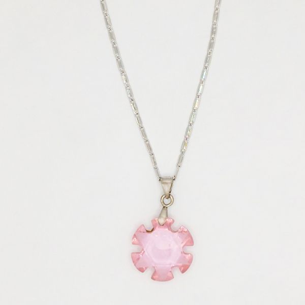 JEWELRY - NECKLACE - STAINLESS STEEL AND ZIRCON - FLOWER К063-02 - 2x3cm NICKEL-PINK - PACKAGE 6pcs.