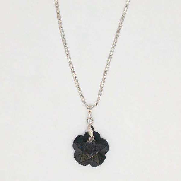 JEWELRY - NECKLACE - STAINLESS STEEL AND ZIRCON - FLOWER К069-02 - 1.8x3.0cm NICKEL-BLACK - PACKAGE 6pcs.