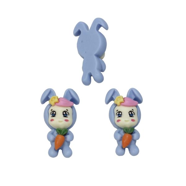 PLASTIC BEADS - RESIN 3D - FOR GLUING - GIRL 05 - 15x27x9мм BLUE (LIGHT) AND ECRU - PACKAGE 30pcs.