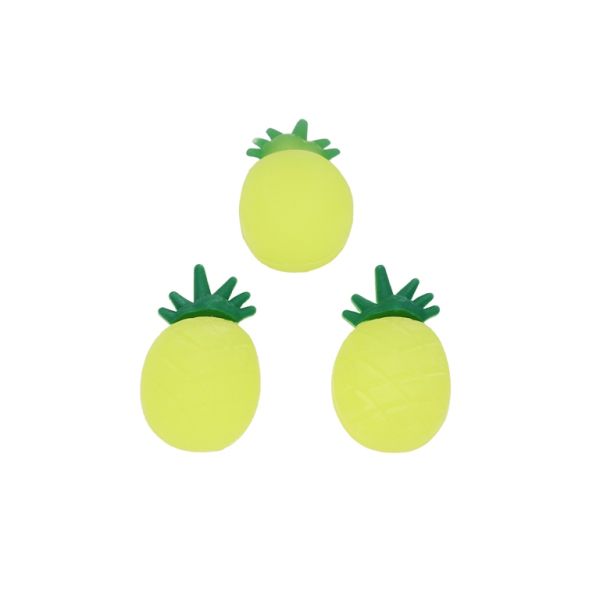 PLASTIC BEADS - SILICONE 3D - FOR GLUING - PINEAPPLE 02 - 14x23x11мм YELLOW ELECTRICAL AND GREEN - PACKAGE 30pcs.