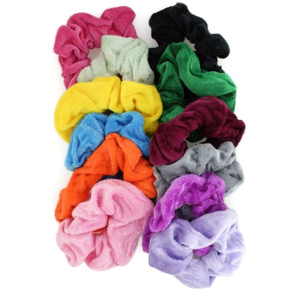 JEWELRY - ACCESSORY FOR HAIR - SCRUNCHIE - PLUSH - 10cm MIX 02 - PACKAGE (12 pcs.)
