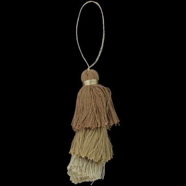 TEXTILE BEADS - TASSEL COTTON - THREE-LAYER - 8cm BROWN-BROWN (LIGHT)-BEIGE 57 - PACKAGE 20pcs.