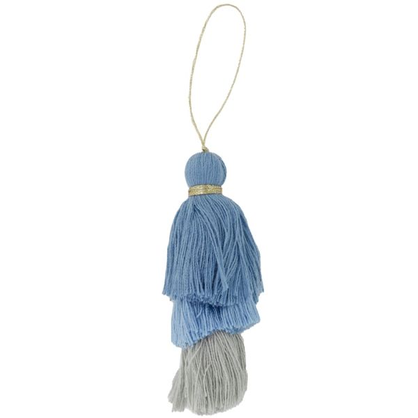 TEXTILE BEADS - TASSEL COTTON - THREE-LAYER - 8cm BLUE (LIGHT)-BLUE (LIGHT)-GRAY (LIGHT) 40 - 2pcs.