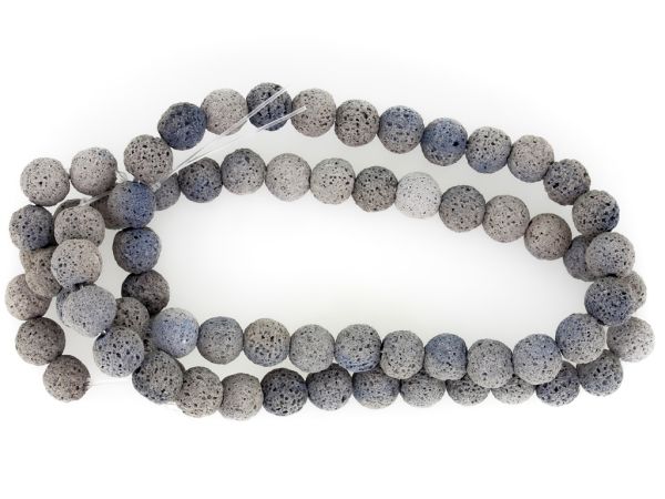 NATURAL STONE BEADS - LAVA STONE BLUE 04 - 12mm - SECOND-RATE - STRING (32pcs.) Hole-1.5mm