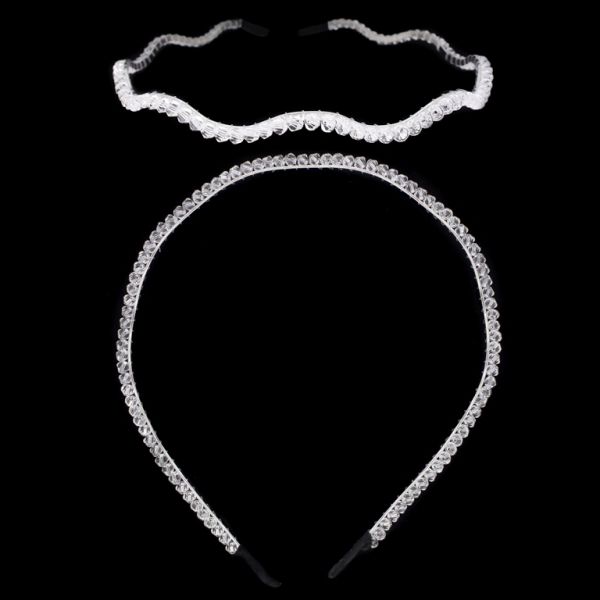 БИЖУТЕРИЯ - АКСЕСОАР ЗА КОСА - ДИАДЕМА С КРИСТАЛИ D024 - МЕТАЛ И СТЪКЛО - БЯЛО - ПАКЕТ 6 бр.