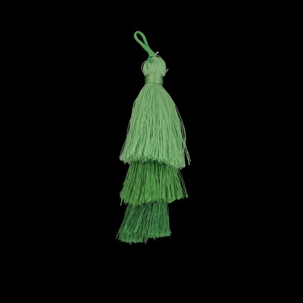 TEXTILE BEADS - TASSEL POLYESTER - THREE-LAYER - 7cm GREEN (LIGHT)-GREEN-GREEN GRASSY 84 - 2pcs.