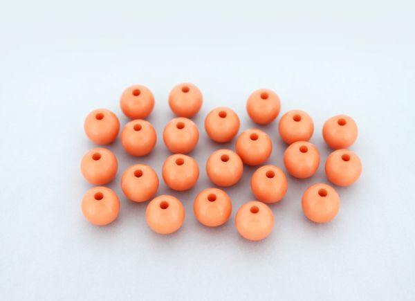 OPAQUE PLASTIC BEADS - BALL - 10mm CORAL ORANGE С09 - PACKAGE 500g Hole-2.2mm (939pcs.)