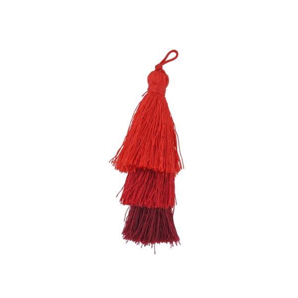 TEXTILE BEADS - TASSEL POLYESTER - THREE-LAYER - 7cm RED (LIGHT)-RED-BORDEAUX 100 - PACKAGE 20pcs.