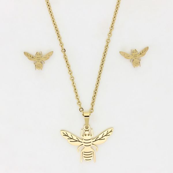 JEWELRY - SET - STAINLESS STEEL - BEE S45 - GOLD - PACKAGE (6 sets)