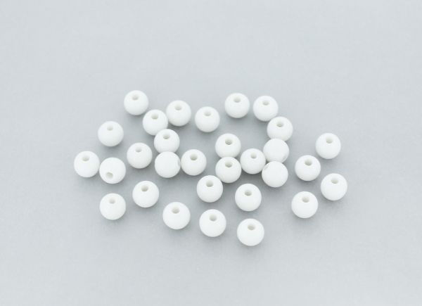 OPAQUE PLASTIC BEADS - BALL - 6mm WHITE С01 - PACKAGE 500g Hole-1.8mm (4490pcs.)