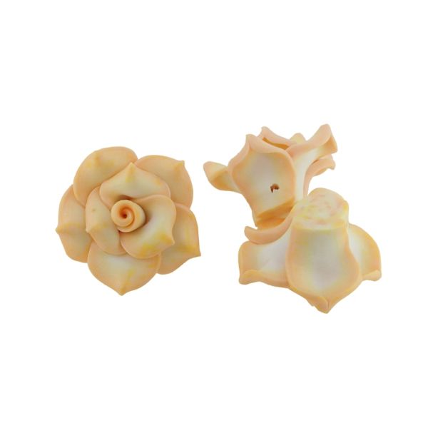 POLYMER CLAY FIMO BEADS - ROSE 01 MULTICOLORED - 25x15mm ECRU (LIGHT)-YELLOW (LIGHT)-PEACH 08 - PACKAGE 100pcs. Hole-2.0mm
