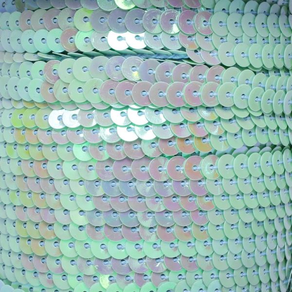 SEQUIN RIBBON WITH THREAD - MODEL 01 FLAT - SOLID АВ - CIRCLE 5mm - BLUE (LIGHT) 15 - ROLL 80yards(73m)