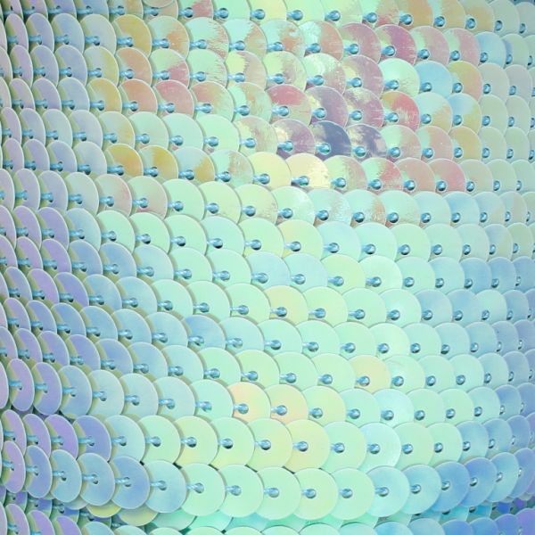 SEQUIN RIBBON WITH THREAD - MODEL 01 FLAT - SOLID АВ - CIRCLE 6mm - BLUE (LIGHT) 17 - ROLL 80yards(73m)