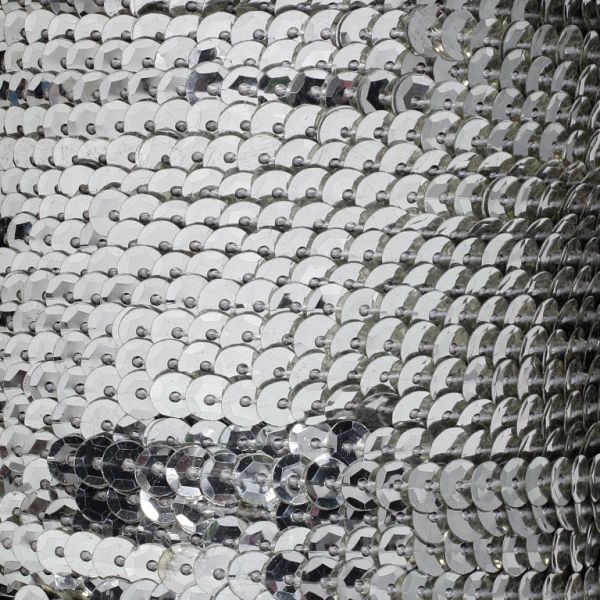 SEQUIN RIBBON WITH THREAD - MODEL 02 RELIEF - METALLIC - CIRCLE 5mm - SILVER 27 - ROLL 80yards(73m)