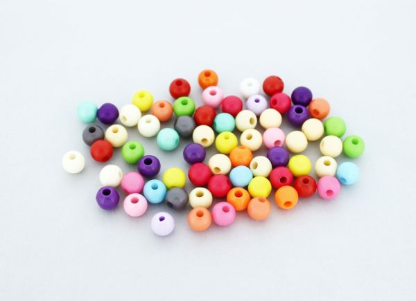 OPAQUE PLASTIC BEADS - BALL - 6mm MIX - PACKAGE 500g Hole-1.8mm (4450pcs.)